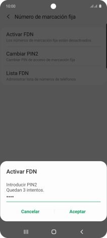 Introduce el código PIN2 y pulsa Aceptar.