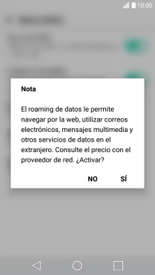 Si el roaming de datos está activado, pulsa SÍ.