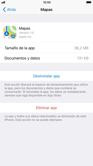 Pulsa Desinstalar app.