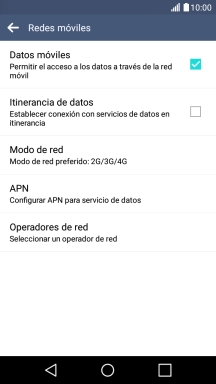 Pulsa Modo de red.
