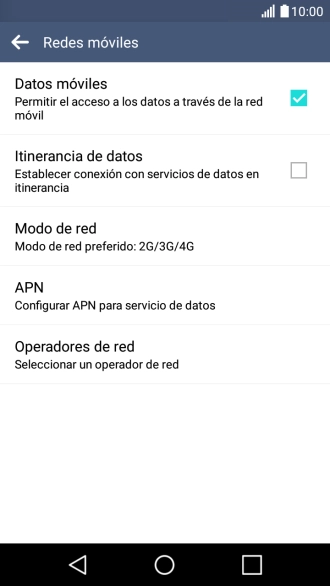Pulsa Modo de red.