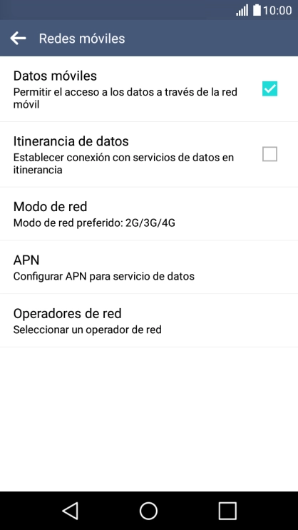 Pulsa Modo de red.