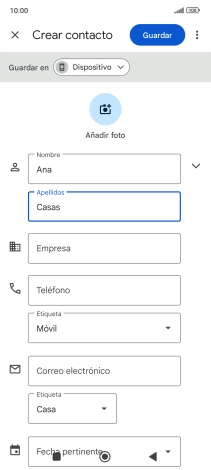 Pulsa Teléfono e introduce el número de teléfono deseado.