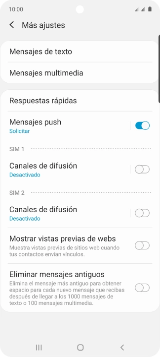 Pulsa Mensajes de texto.