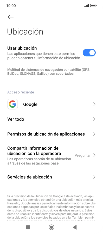 Pulsa Permisos de ubicación de aplicaciones.