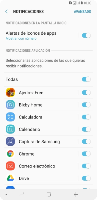 Pulsa el indicador junto a la app deseada para activar o desactivar la función.