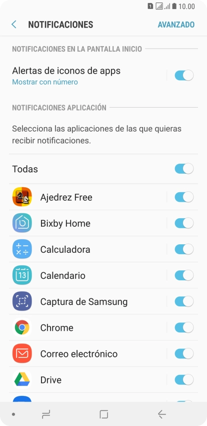 Pulsa el indicador junto a la app deseada para activar o desactivar la función.