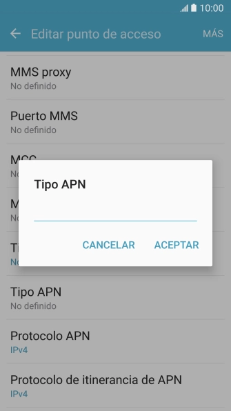 Introduce default y pulsa ACEPTAR.