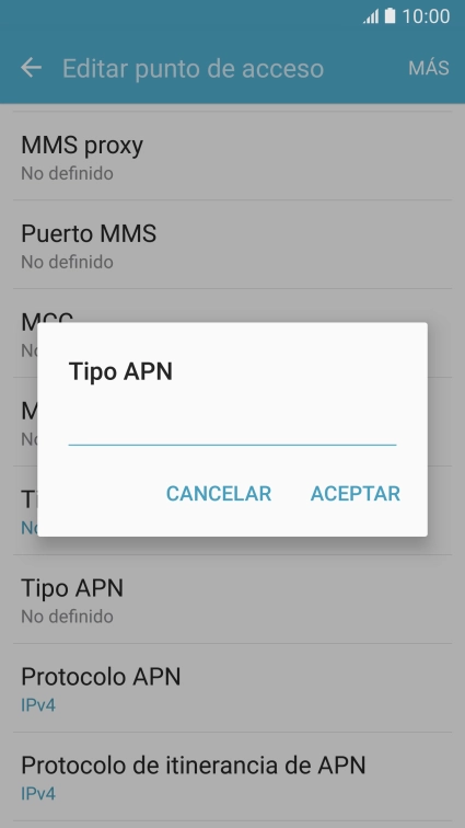 Introduce default y pulsa ACEPTAR.