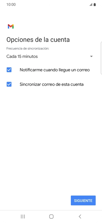 Si aparece en la pantalla esta imagen, tu cuenta de correo electrónico ha sido reconocida y configurada automáticamente. Sigue las indicaciones de la pantalla para introducir más información y terminar la configuración.