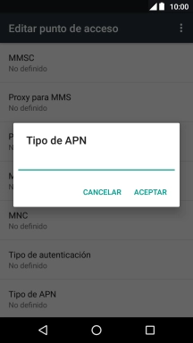 Introduce default y pulsa ACEPTAR.