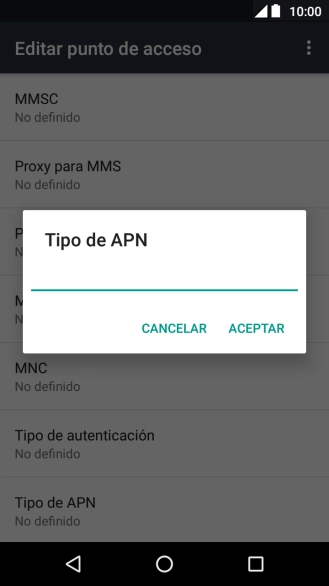 Introduce default y pulsa ACEPTAR.