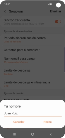Introduce el nombre deseado y pulsa Hecho.