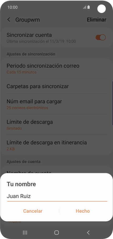 Introduce el nombre deseado y pulsa Hecho.