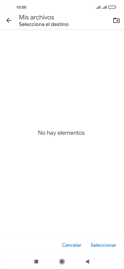 Si deseas crear una nueva carpeta, pulsa el icono de nueva carpeta y sigue las indicaciones de la pantalla para crearla.