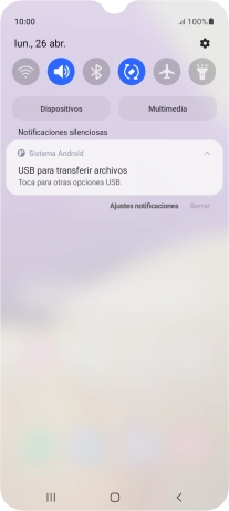 Pulsa Toca para otras opciones USB..