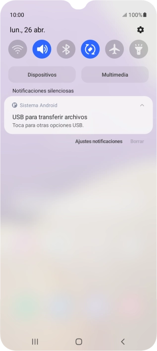 Pulsa Toca para otras opciones USB..