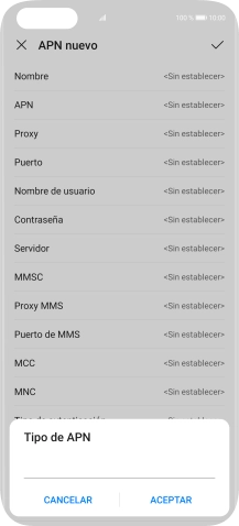 Introduce default y pulsa ACEPTAR.