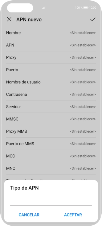 Introduce default y pulsa ACEPTAR.