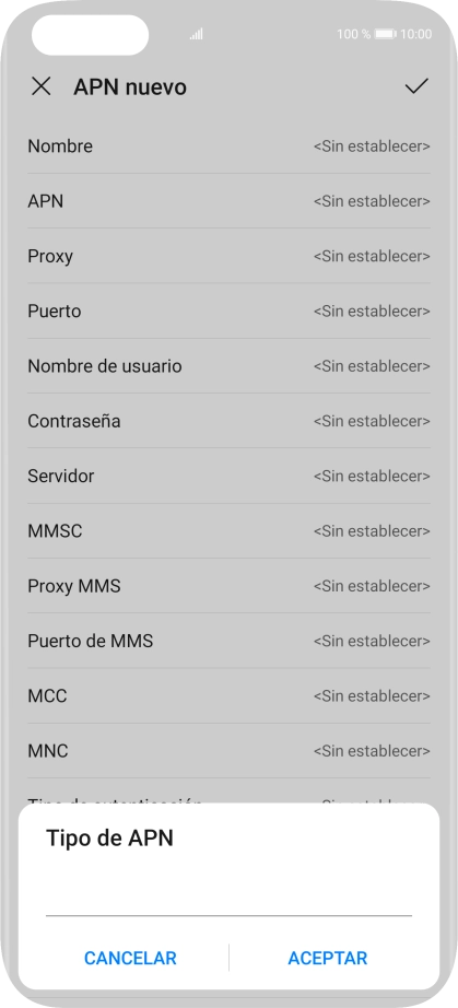 Introduce default y pulsa ACEPTAR.