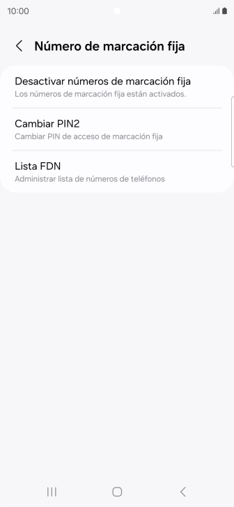 Pulsa Desactivar números de marcación fija.