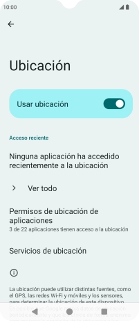 Pulsa Permisos de ubicación de aplicaciones.