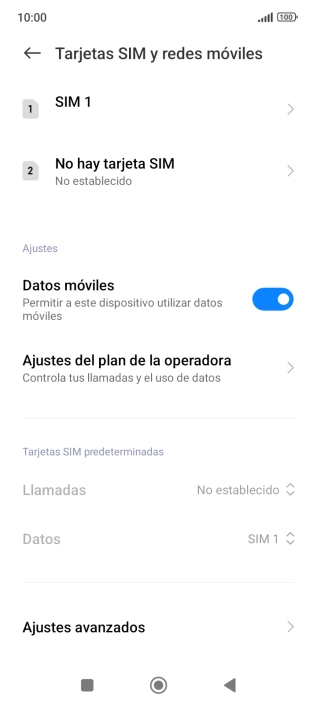 Pulsa el nombre de la tarjeta SIM.