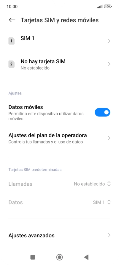 Pulsa el nombre de la tarjeta SIM.