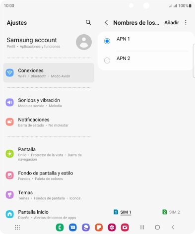 Pulsa en el campo junto a la conexión de datos para activarla.