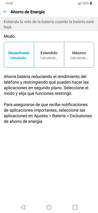 Pulsa el ajuste deseado.