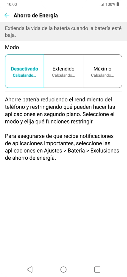 Pulsa el ajuste deseado.
