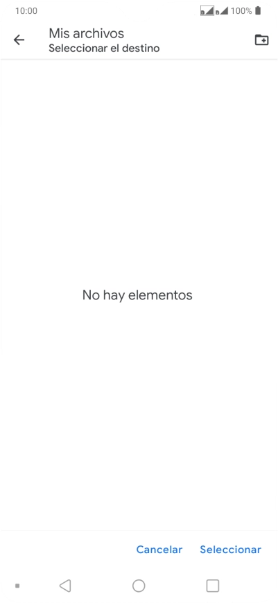 Si deseas crear una nueva carpeta, pulsa el icono de nueva carpeta y sigue las indicaciones de la pantalla para crearla.