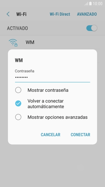 Introduce la contraseña de la red wifi y pulsa CONECTAR.