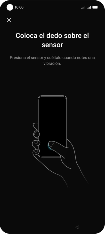 Sigue las indicaciones de la pantalla para crear una huella digital como código de seguridad.