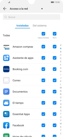Pulsa en el campo junto al nombre de la aplicación bajo la columna de 