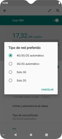 Pulsa el tipo de red deseado.