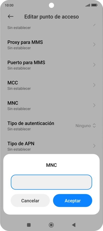 Introduce 01 y pulsa Aceptar.