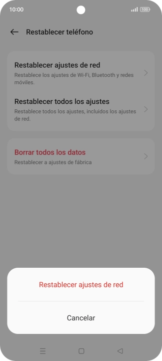 Pulsa Restablecer ajustes de red.