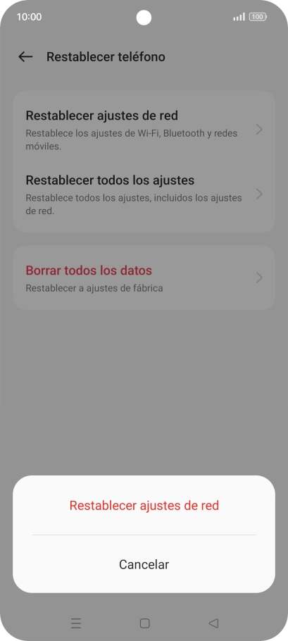 Pulsa Restablecer ajustes de red.