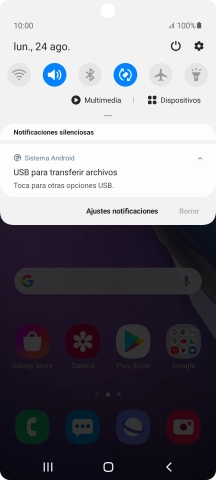 Pulsa Toca para otras opciones USB..
