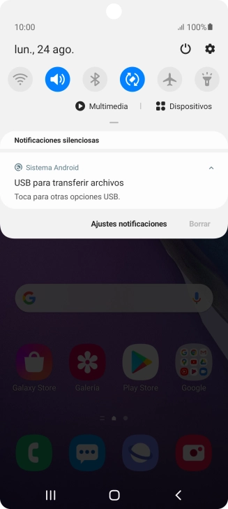 Pulsa Toca para otras opciones USB..