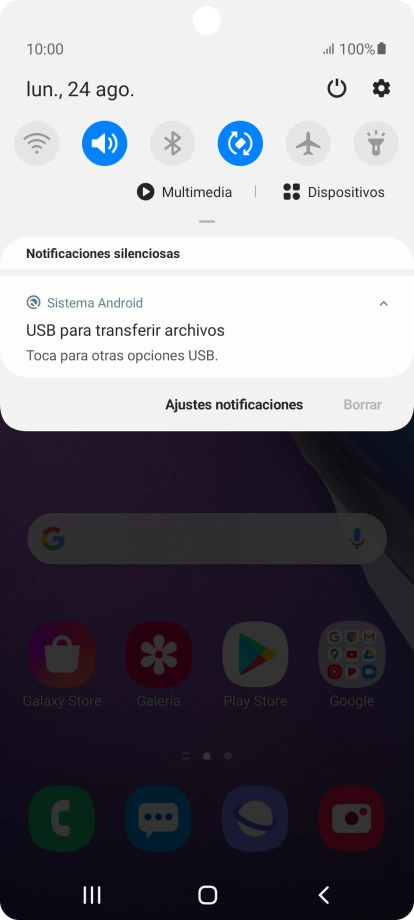 Pulsa Toca para otras opciones USB..