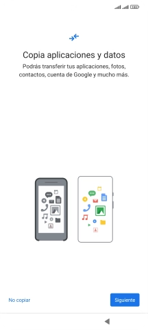 Puedes transferir el contenido de otro teléfono cuando activas tu teléfono por primera vez y cuando lo has restablecido. Cuando aparezca en la pantalla del teléfono esta imagen, ya está listo para la transmisión del contenido del otro teléfono.