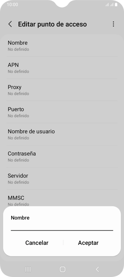 Introduce Vodafone Internet y pulsa Aceptar.