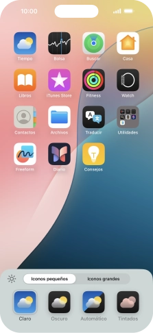 Pulsa el ajuste deseado para seleccionar el tamaño de los iconos de las apps en la pantalla de inicio.