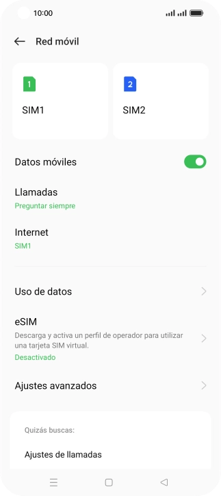Pulsa la tarjeta SIM deseada.