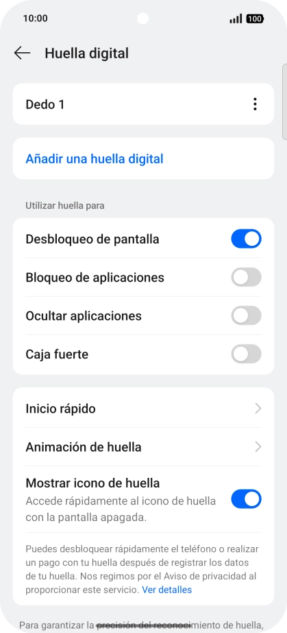 Pulsa los indicadores para activar o desactivar los ajustes deseados.