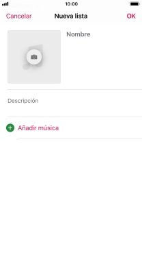 Pulsa en el campo de escritura e introduce el nombre de la lista de reproducción.