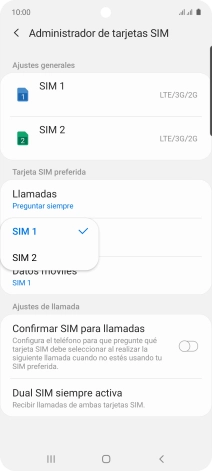 Pulsa la tarjeta SIM deseada.