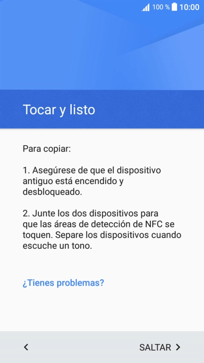 Sigue las indicaciones de la pantalla para transferir contenido desde el otro teléfono y finalizar la activación de tu teléfono.